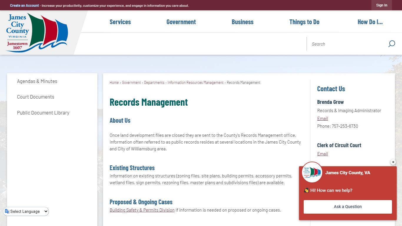Records Management | James City County, VA
